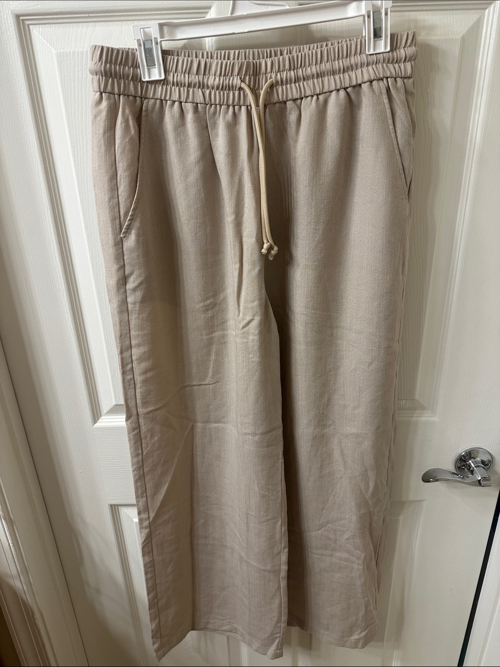 HALARA Beige Wide-Leg Drawstring Sweatpants